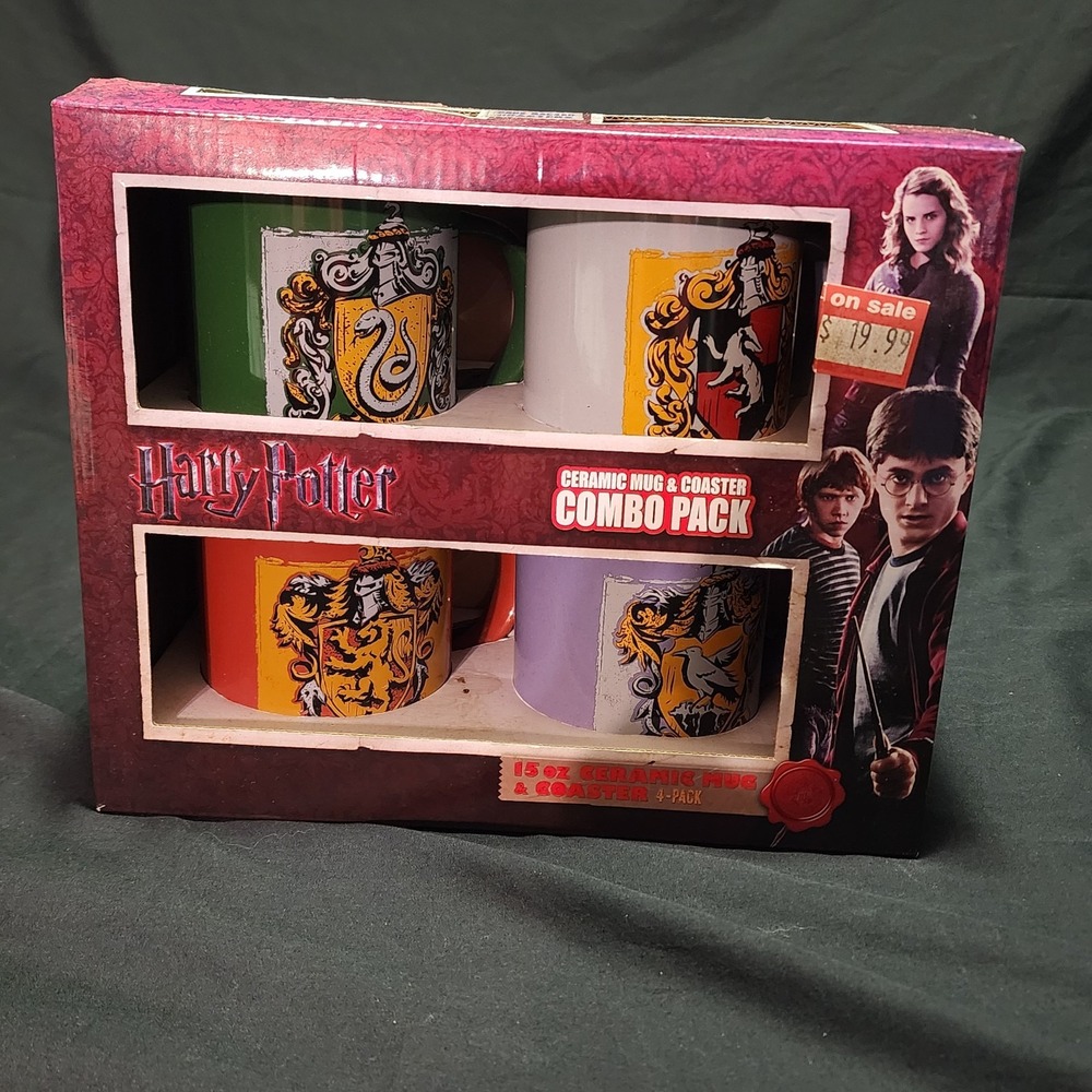 4 HARRY POTTER Ceramic 15 Oz Ceramic Mug & Coaster Combo Pack - NEW in Box